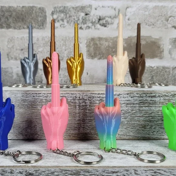 Collapsing Middle Finger Keychain | Fun Fidget Toy | Gag Gift | 3D Printed - Picture 5 of 7
